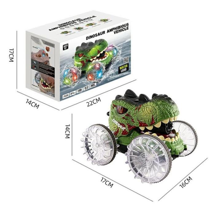 OEM - 2.4G RC Amfibisk Dinosauriebil Stunt med Vattenspray för Barn (Ålder 3+)