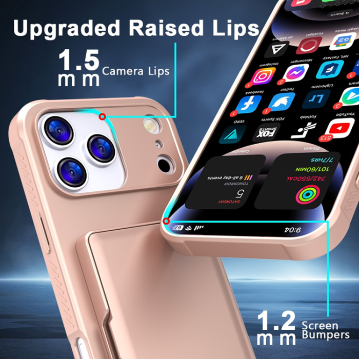 A-One Brand - iPhone 17 Pro Mobilskal Korthållare Mirror Kickstand - Roséguld