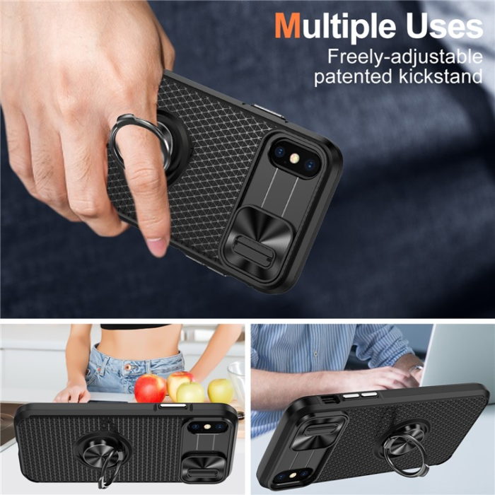 A-One Brand - iPhone X/XS Mobilskal Ringhållare Kickstand - Svart