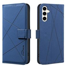 BINFEN COLOR - BINFEN Samsung Galaxy A35 5G Fodral &Auml;kta L&auml;der RFID Skydd - Bl&aring;