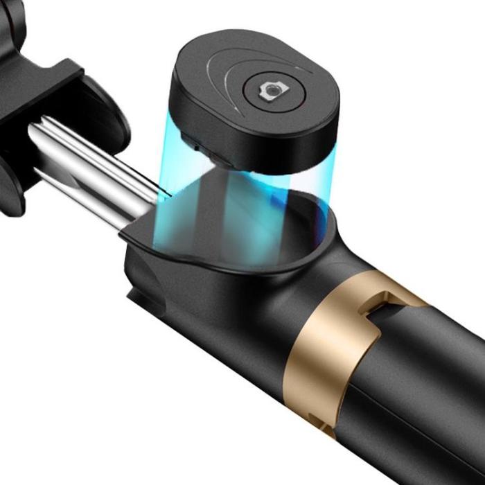 OEM - Selfiestick / Tripod fjärrkontroll med LED light - Svart