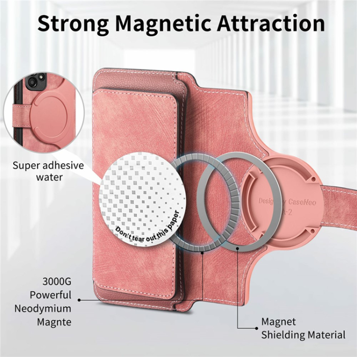 CASENEO - Caseneo Plånboksfodral För Galaxy S26 Ultra Magnetic Läder - Rosa