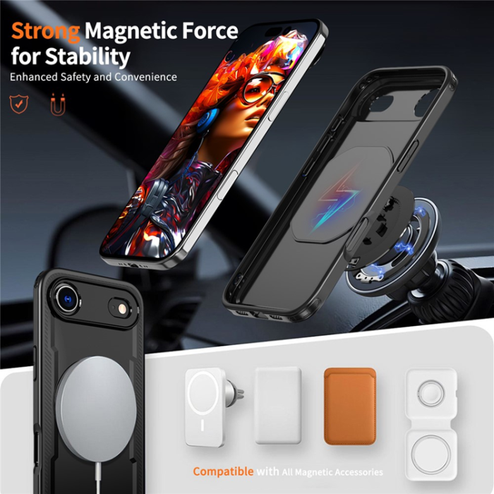 A-One Brand - iPhone 17 Air Mobilskal MagSafe TPU+PC Kickstand - Svart