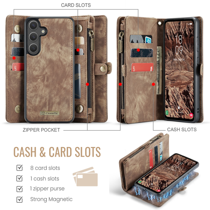 Caseme - CASEME Galaxy S25 FE Plånboksfodral Detachable 008 - Brun