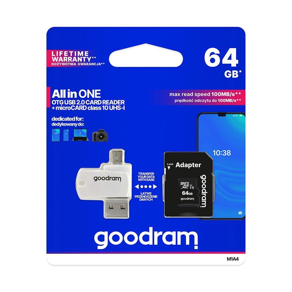 Goodram kortläsare med USB/micro USB-uttag + micro SD 64GB