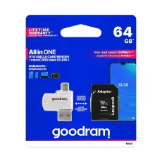 OEM - Goodram kortl&auml;sare med USB/micro USB-uttag + micro SD 64GB