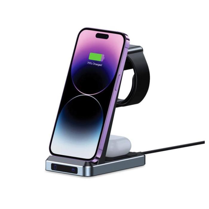 Tech-Protect - Tech-Protect 3-in-1 Trådlös Laddare iPhone, Apple Watch, AirPods - Svart