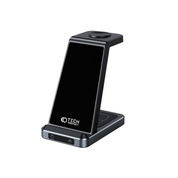 Tech-Protect - Tech-Protect 3-in-1 Trådlös Laddare iPhone, Apple Watch, AirPods - Svart