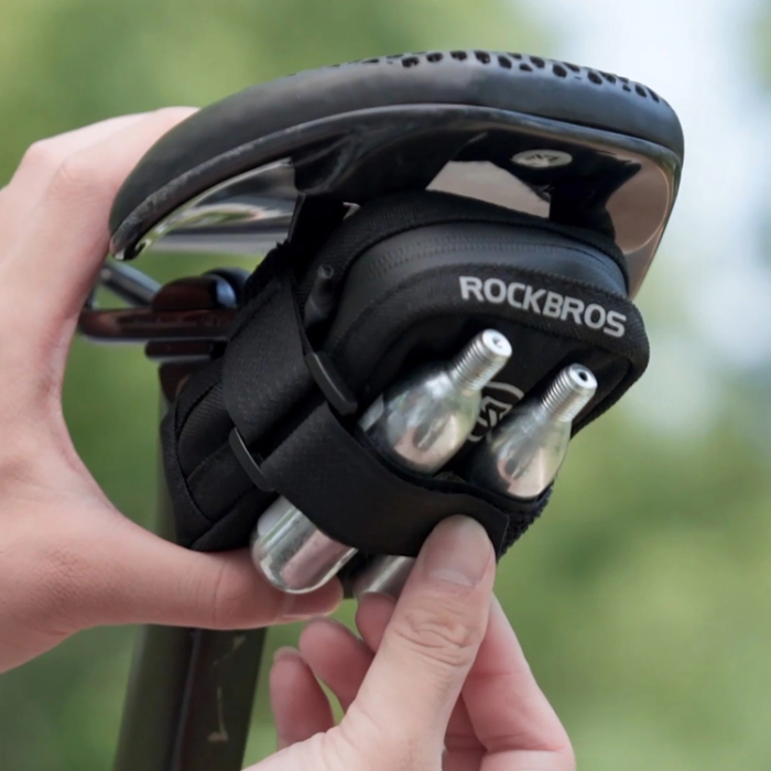 Rockbros - Rockbros Mini Sadelväska med CO2 Patronhållare - Svart/Grön