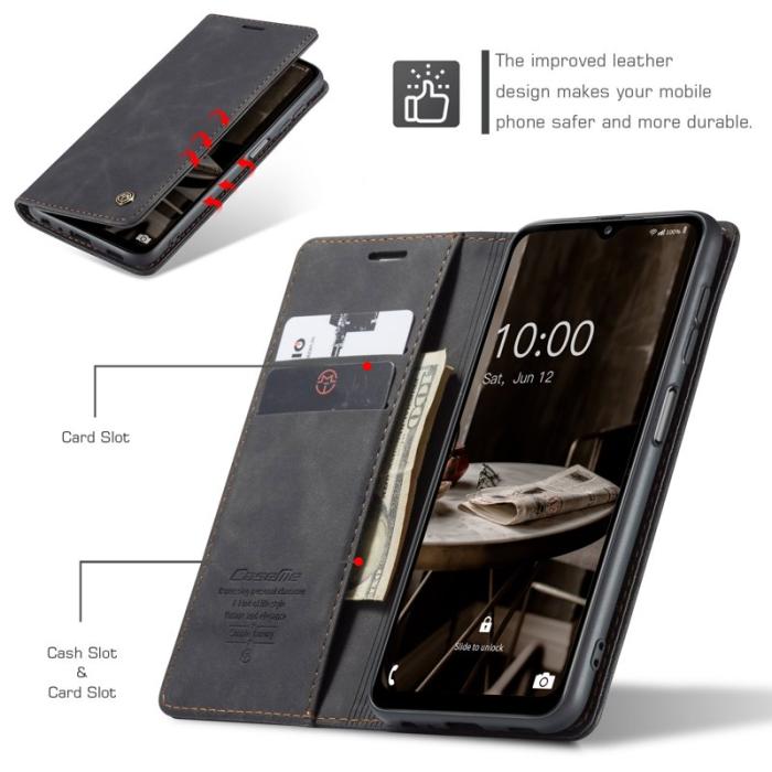 Caseme - CASEME 013 Series Samsung Galaxy A34 5G Konstläder Plånboksfodral Svart