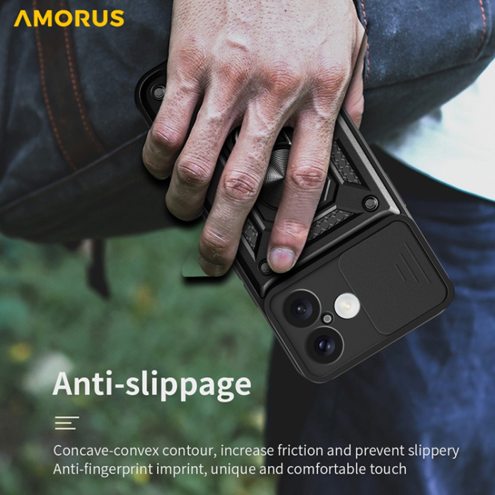 Amorus - AMORUS iPhone 17 Mobilskal Med Kameralinsreglage - Silver