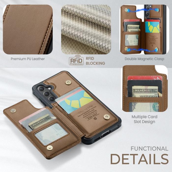 Caseme - CASEME C22 Fodral till Samsung Galaxy S24 FE - Konstläder - Brun