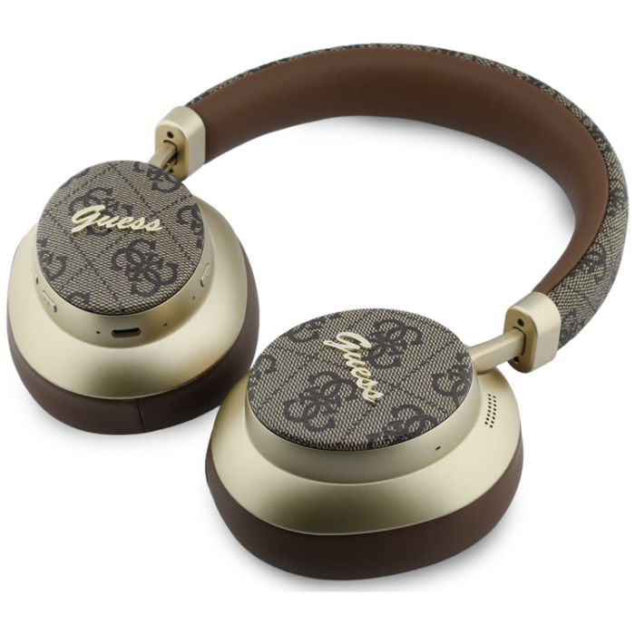 Guess - Guess On-Ear Hörlurar Bluetooth ENC 4G Gold Script Metal - Brun