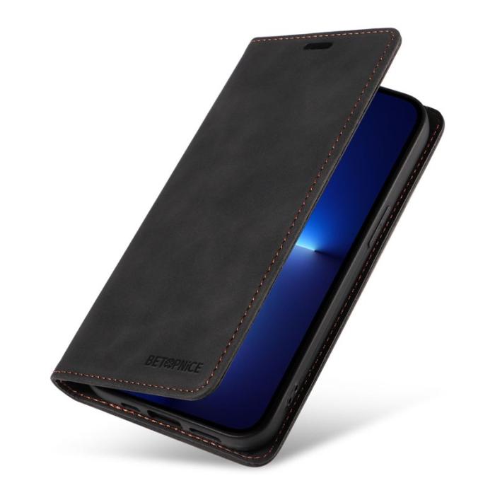 BETOPNICE - BETOPNICE 003 Plånboksfodral för iPhone 13 Pro RFID Blocking Konstläder Svart