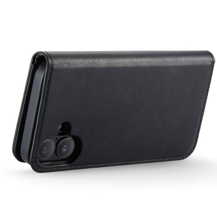DG.MING - DG.MING iPhone 16 Plus Plånboksfodral Äkta Läder Avtagbart - Svart