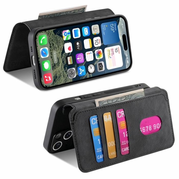 CASENEO - CASENEO MW-03 iPhone 17 Plånboksfodral med Avtagbart Konstläder - Svart