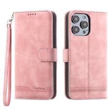 DIERFENG - DIERFENG DF-03 Pl&aring;nboksfodral i Konstl&auml;der f&ouml;r iPhone 12 Pro Max - Rosa