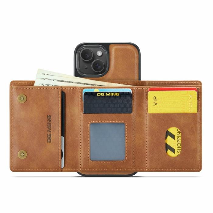 DG.MING - DG.MING M6 Series Mobilskal till iPhone 14 Plus Magnetiskt Plånboksfodral Brun