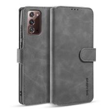 DG.MING - DG.MING Vintage Pl&aring;nboksfodral Konstl&auml;der Samsung Galaxy Note20 Gr&aring;