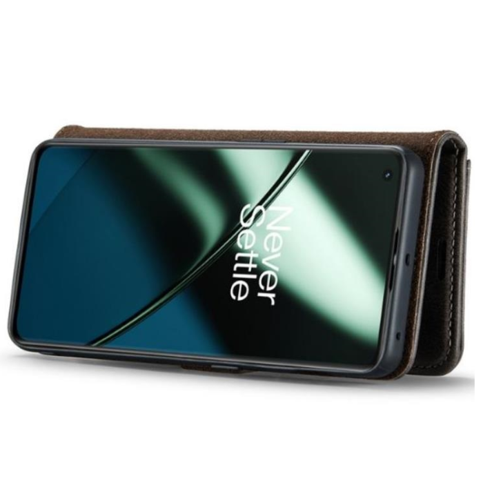 DG.MING - DG.MING OnePlus 11 Plånboksfodral Äkta Läder 2-i-1 - Grå