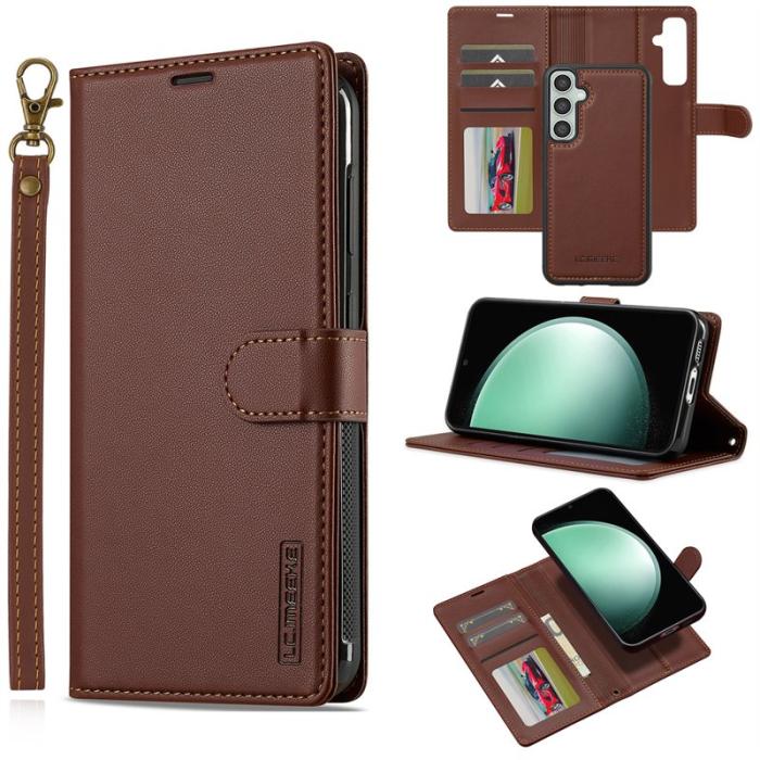 LC.imeeke - LC.IMEEKE L2 Series Samsung Galaxy A36 Plånboksfodral Konstläder - Brun