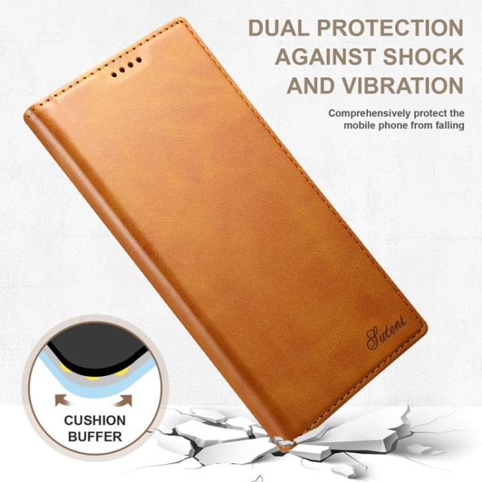 SUTENI - SUTENI Läder Fodral Galaxy S22 Ultra 5G - Khaki
