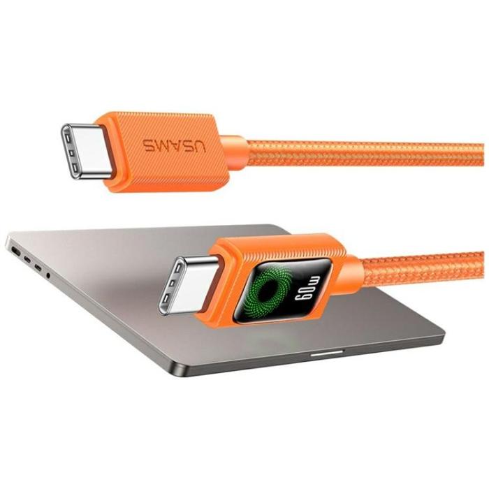 USAMS - USAMS USB-C till USB-C 60W Kabel 1.2m SJ773 - Orange
