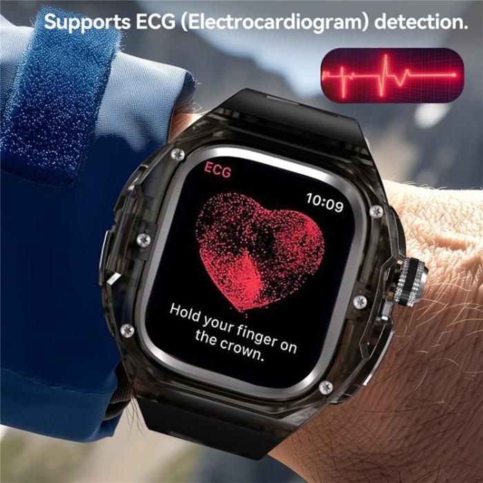 A-One Brand - Armband För Apple Watch Ultra 1/2/3 (49mm) Silikon med Skal - Svart/Stål