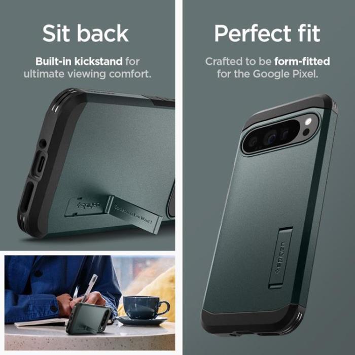 Spigen - Spigen Google Pixel 9 Pro XL Mobilskal Tough Armor - Abyss Grön