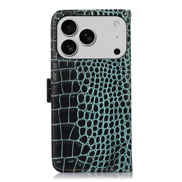 A-One Brand - iPhone 17 Pro Max Plånboksfodral Äkta läder Crocodile Texture