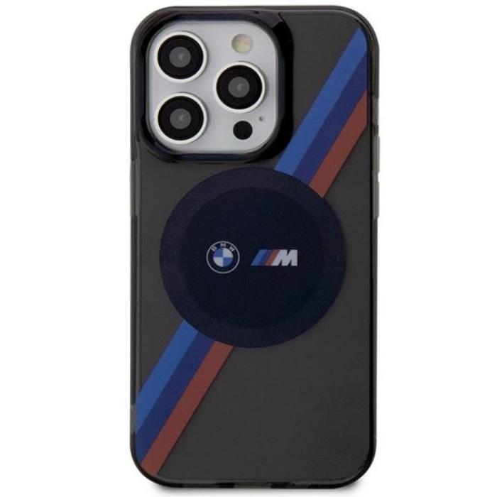 BMW - BMW iPhone 14 Pro Mobilskal Magsafe Tricolor Stripes - Grå