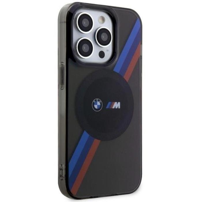 BMW - BMW iPhone 14 Pro Mobilskal Magsafe Tricolor Stripes - Grå