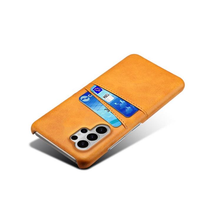 OEM - Samsung Galaxy S26 Ultra Skal Dual Kortfack PU Läder + Hård PC - Orange