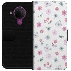 iSecrets - Pl&aring;nboksfodral till Nokia 5.4 med Blommor och fj&auml;rillar