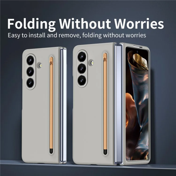 A-One Brand - Galaxy Z Fold 7 5G Mobilskal Med Stylus Hård PC - Ljusgrå