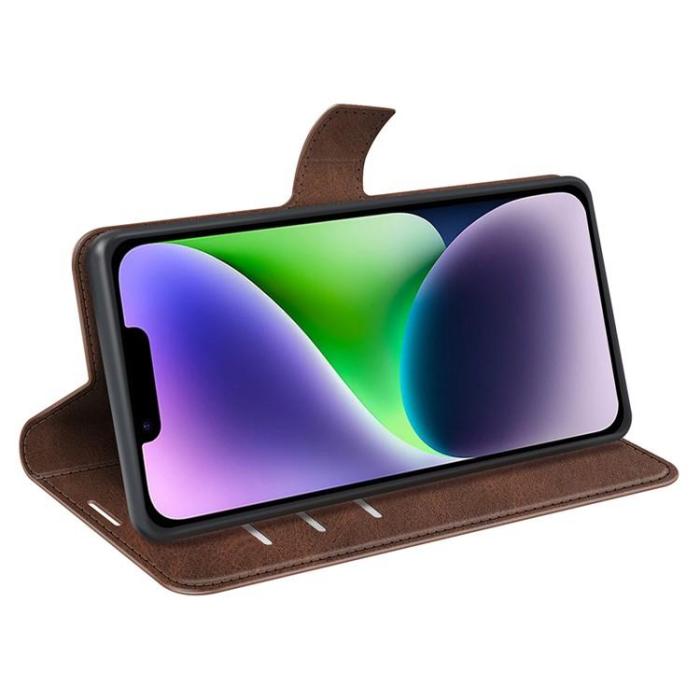 A-One Brand - iPhone 15 Plus Plånboksfodral Calf Flip Folio - Brun