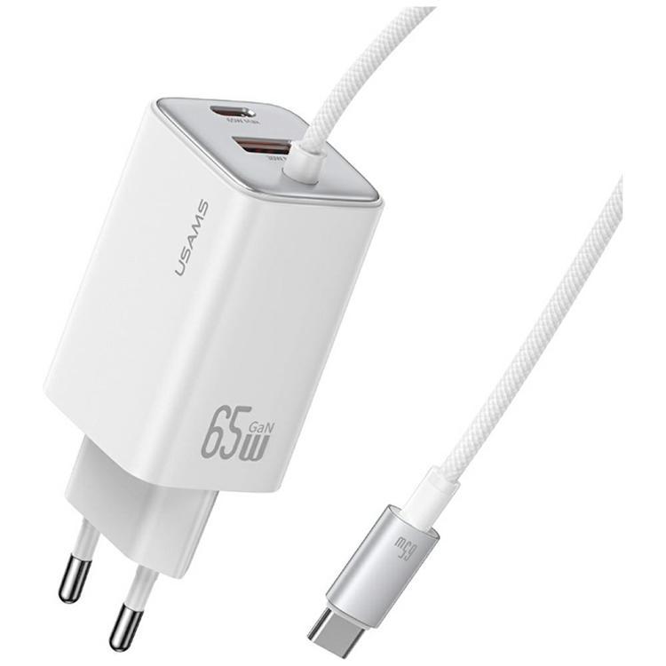 USAMS Snabbladdare 65W 2xUSB-C 1xUSB-A GaN JC - Vit | 505295 | AlltMobil