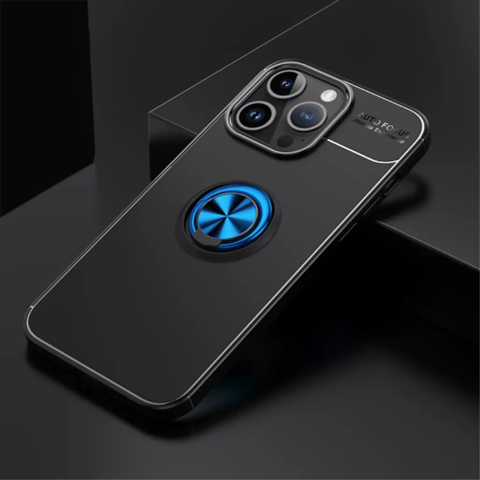 Taltech - iPhone 15 Pro Max Mobilskal Ringhållare - Svart/Blå