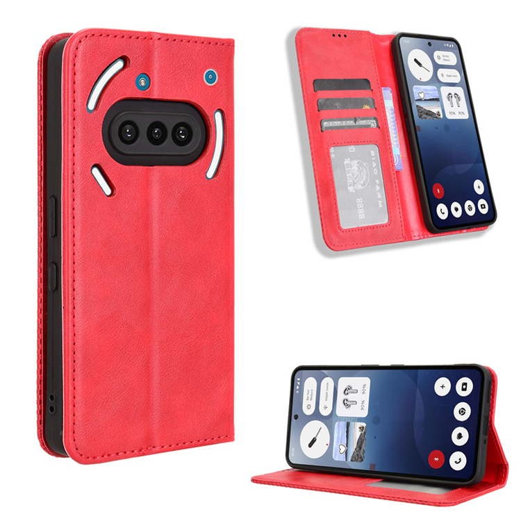 Nothing Phone (3a) Plånboksfodral Retro Kickstand - Röd | 2353 | AlltMobil