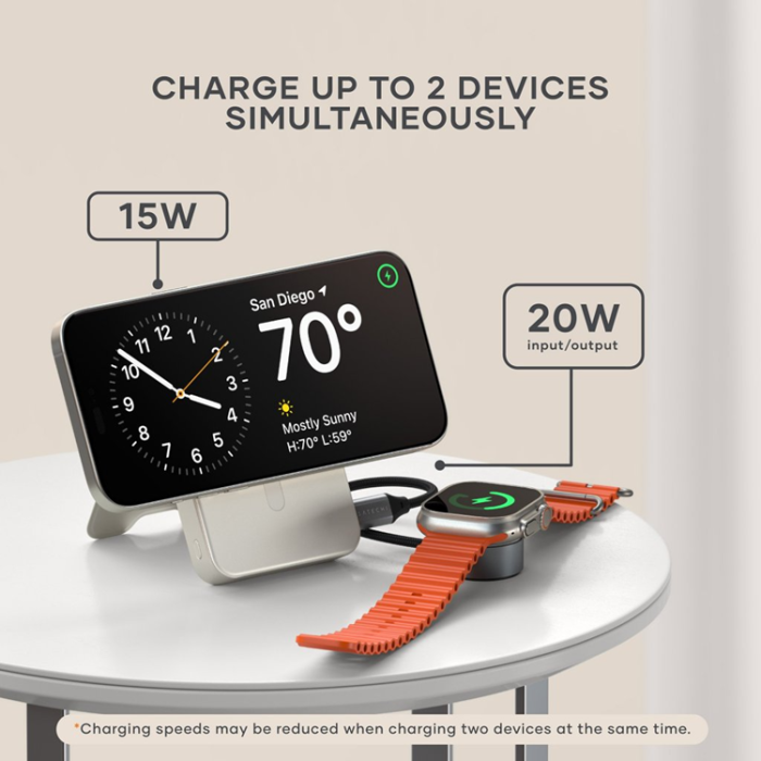 Satechi - Satechi Qi2 Magsafe Powerbank 10000mAh med Stativ - Sand