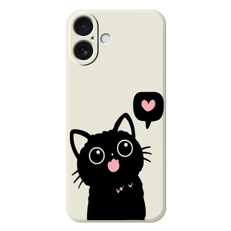 Mobilskal till iPhone 17 Love Black Cat Pattern - Beige | 2353 | AlltMobil