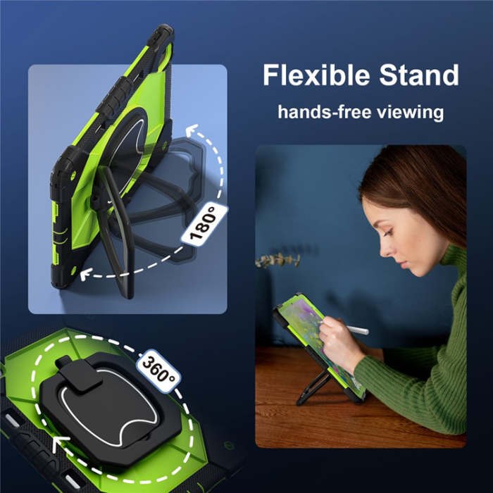 A-One Brand - iPad Air 13(2025/2024) Skal Kickstand - Svart/Gulgrön