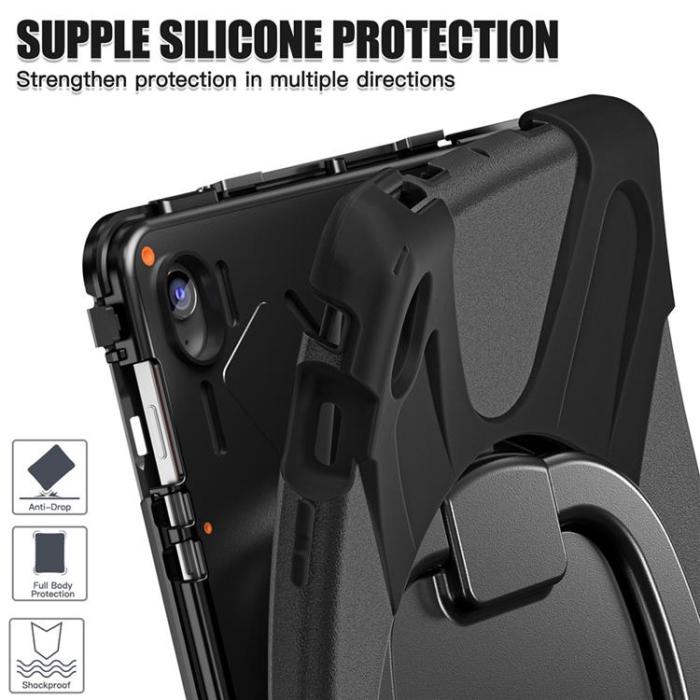 A-One Brand - Galaxy Tab S10 FE Plus Skal Kickstand Handle Grip - Svart