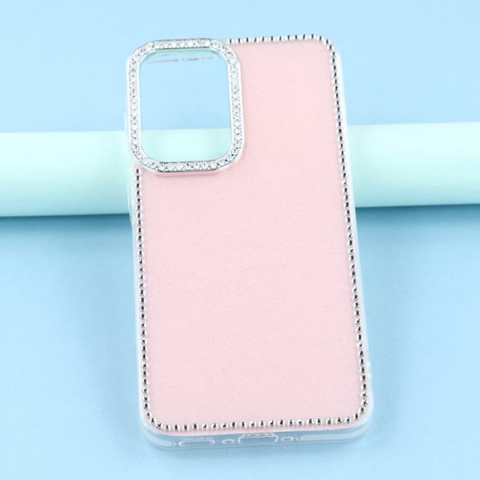 OEM - Samsung Galaxy S26/S26 Pro Skal Rhinestone Edge Glitter TPU + PC - Ljusrosa