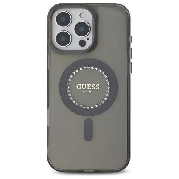 Guess iPhone 16 Pro Max Mobilskal MagSafe IML Rhinestones - Svart | 2353 | AlltMobil