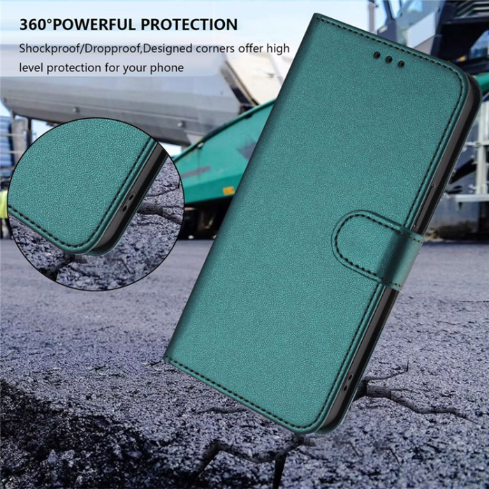 A-One Brand - iPhone 16e Plånboksfodral Läder med Handledsrem - Grön
