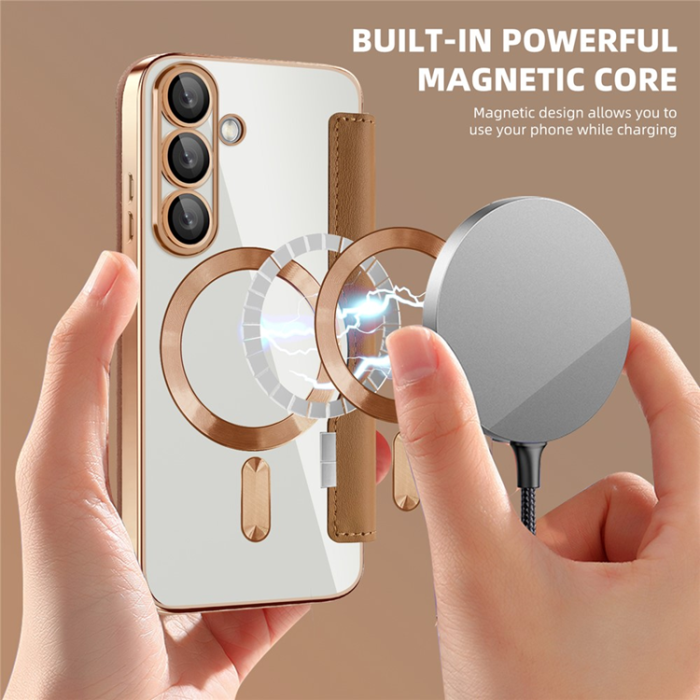 A-One Brand - Galaxy S25 Plus Plånboksfodral MagSafe RFID Blocking - Brun