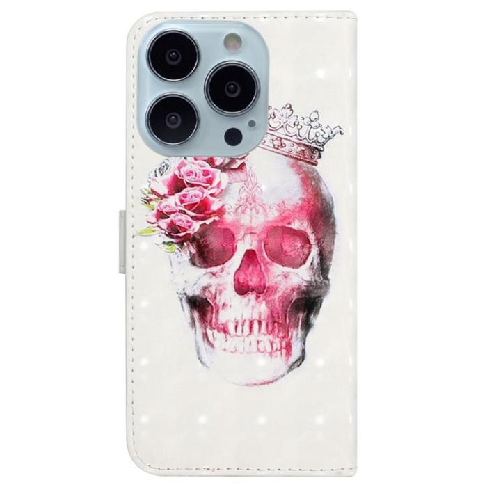 OEM - iPhone 14 Pro Max Plånboksfodral 3D Pattern - Crown Skull