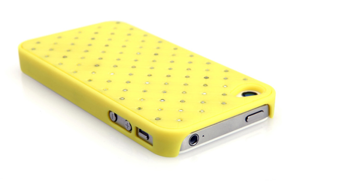 OEM - Diamond Baksideskal till Apple iPhone 4S/4 + Skrmskydd (Gul)