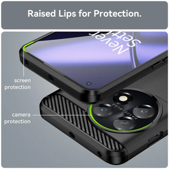 A-One Brand - OnePlus 11 5G Mobilskal Brushed Carbon Fiber - Svart